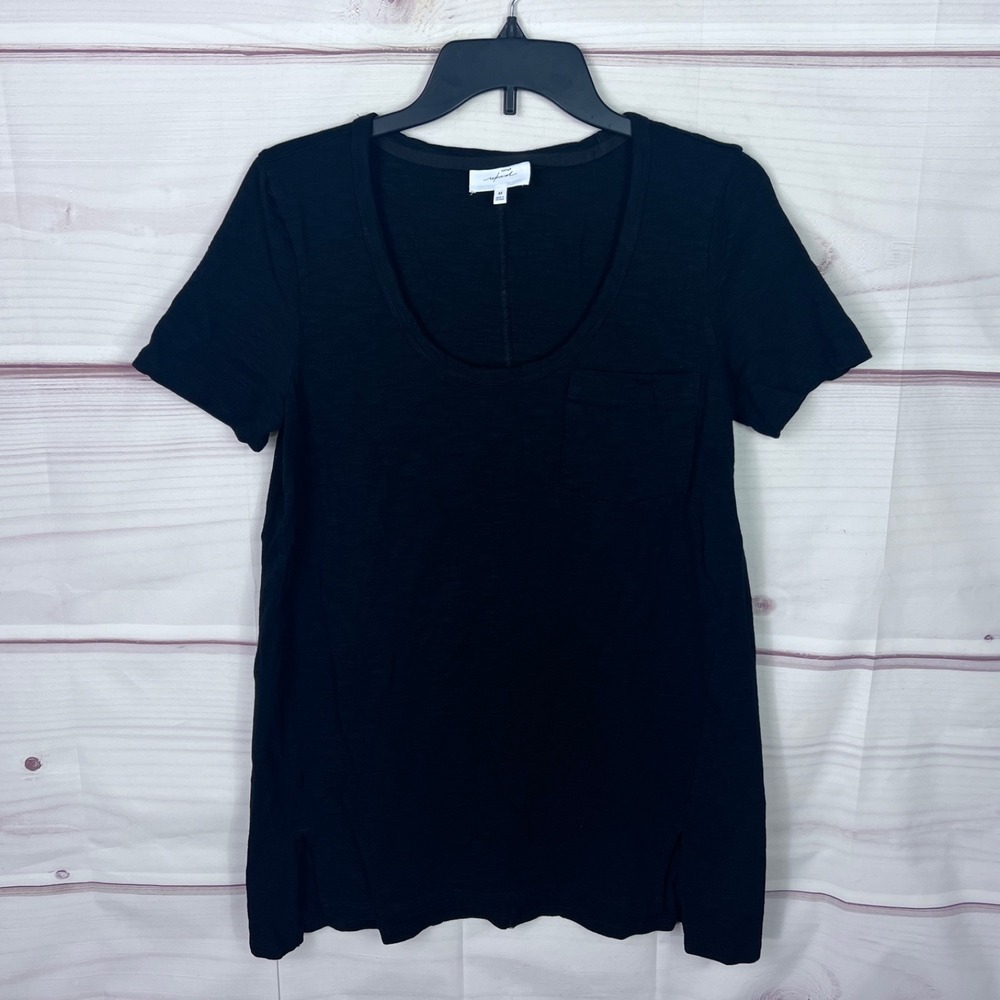 Soma Weekend Top Women M Black Short Sleeve T-Shirt Scoop Neck Cotton Modal Knit